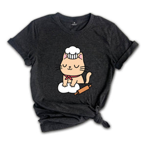 Chef Cat Shirt, Cat T-Shirt, Funny Cat Making Biscuit Shirt, Kitty T-Shirt, Baking Cat Shirt, Cat Mom T-Shirt, Cat Lover Shirts, Baker Shirt