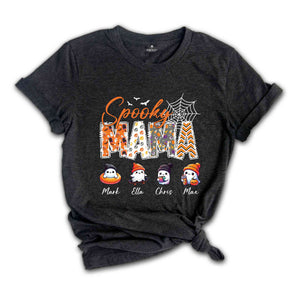 Spooky Mama Custom Shirt, Kids Names Halloween Shirt, Retro Halloween Shirt, Mother Custom Name Shirt, Halloween Mom Shirt, Halloween Shirt