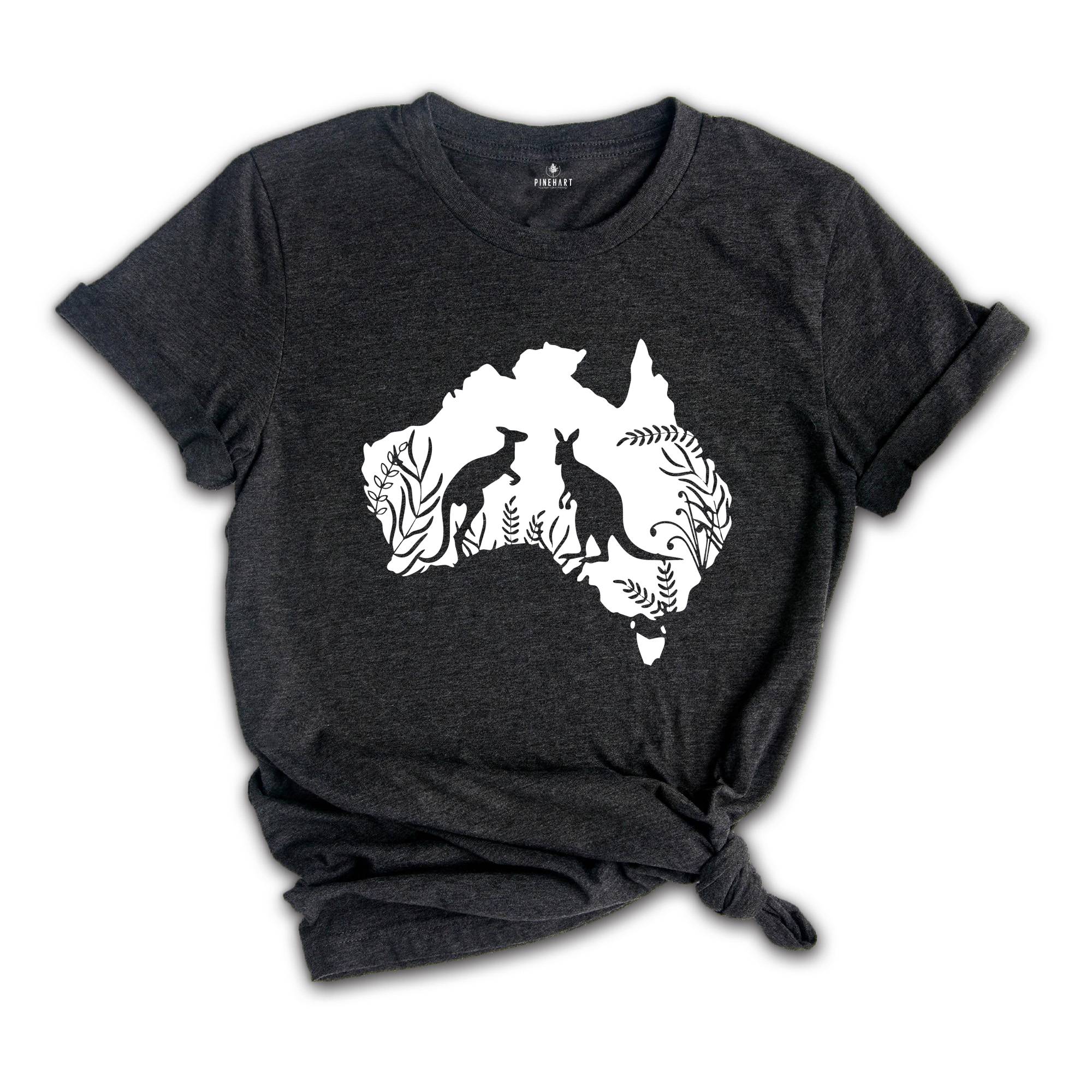 Australia Map Kangaroo Shirt, State Home Shirts, Kangaroo Shirt, Australia Tshirt, Animal Lover Tee, Australian Gift, Travel Lover Shirt