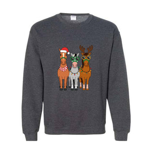 Horse Christmas Sweatshirt, Horse Lover Hoodie, Animal Christmas Shirt, Farm Animals Hoodie, Horse Christmas Hoodie, Western Christmas