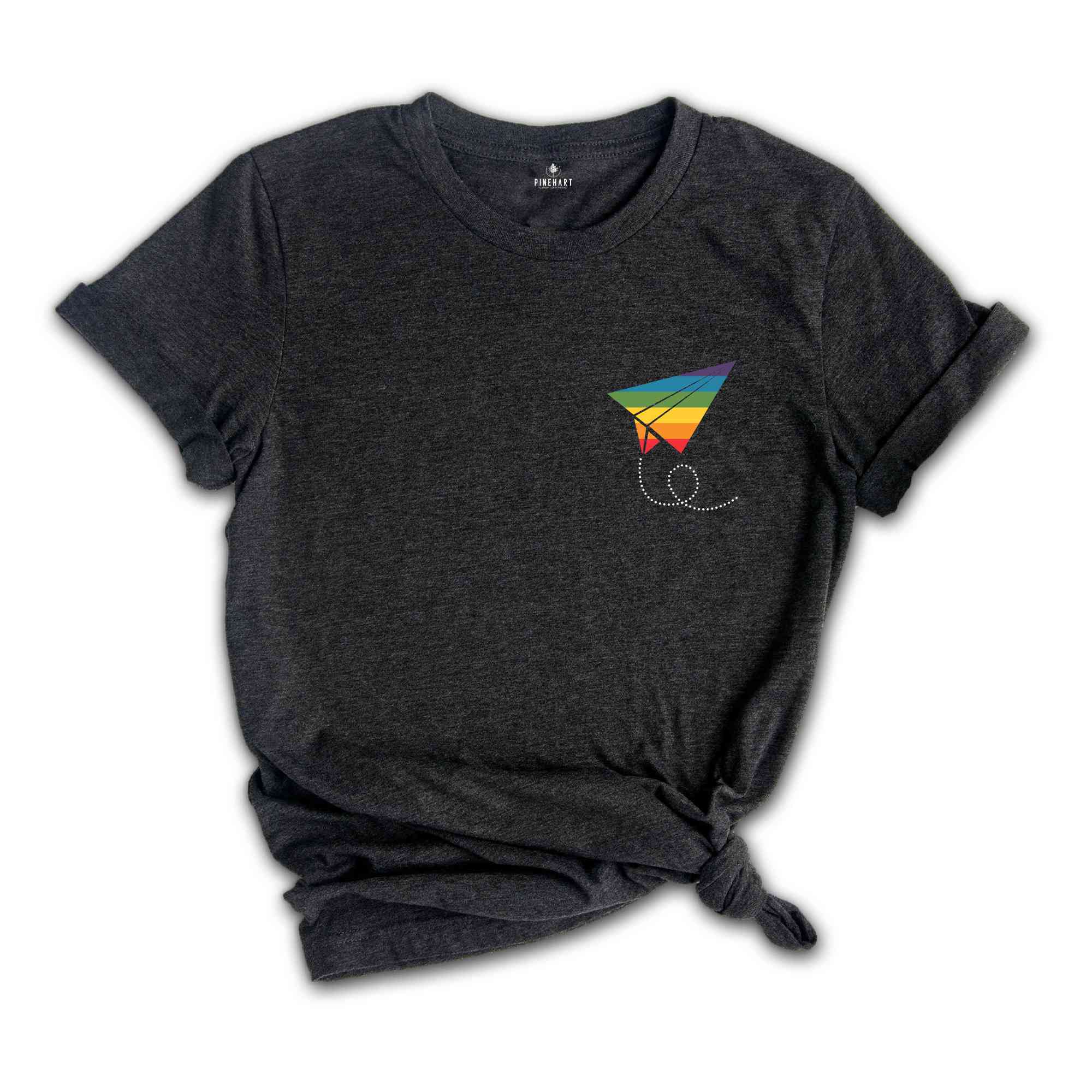 Pride Paper Plane Shirt, LGBT Flag Shirt, Bisexual Shirt, Lesbian T-Shirt, Rainbow Shirt, LGBT Pocket Shirt, Gay Pride Shirt