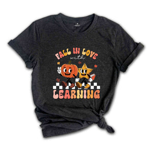 Fall In Love With Learning Shirt, Teacher Shirt, Groovy Teacher Shirt, Teacher Fall Shirt, Teacher Pumpkin Shirt, Retro Teacher Shirt