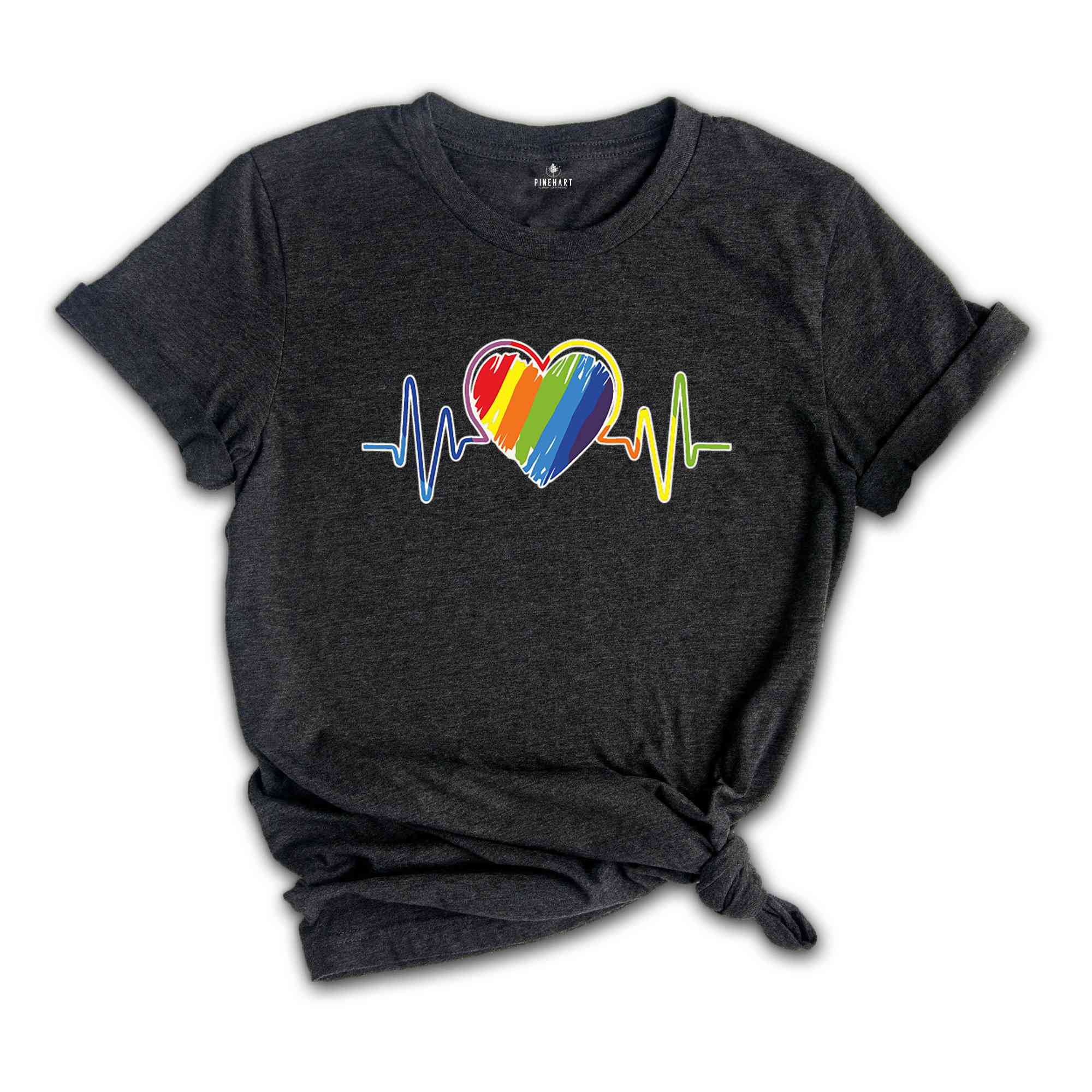 Pride Heart Shirt, Colored Heartbeat Tee, LGBTQ+ Heart T-Shirt, Pride Month, Love is Love Tee, Cute Pride Shirt, Bisexual T-Shirt