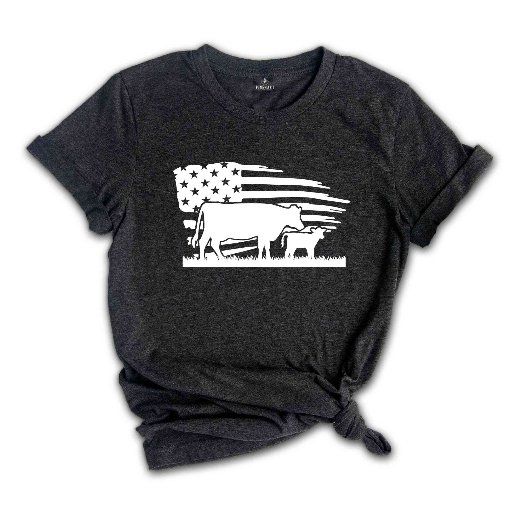 USA Cow Farm Shirt, Farm Cow T-Shirt, Farmer Cow Tee, Farm Animal Shirt, Farmer American Flag Shirt, Farmer Gift