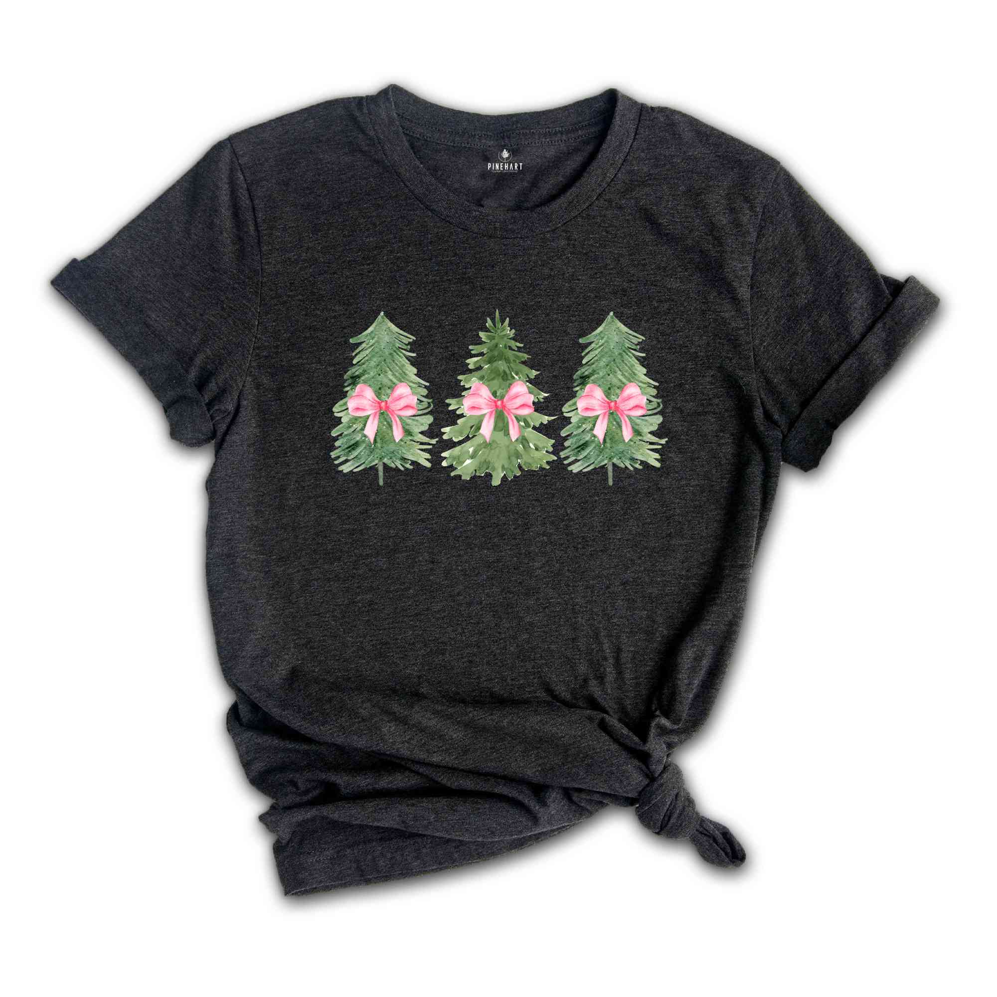 Coquette Pink Bow Christmas Sweatshirt, Christmas Tree Shirt, Christmas Sweatshirt, Girly Christmas Sweater, Coquette Bow Sweater