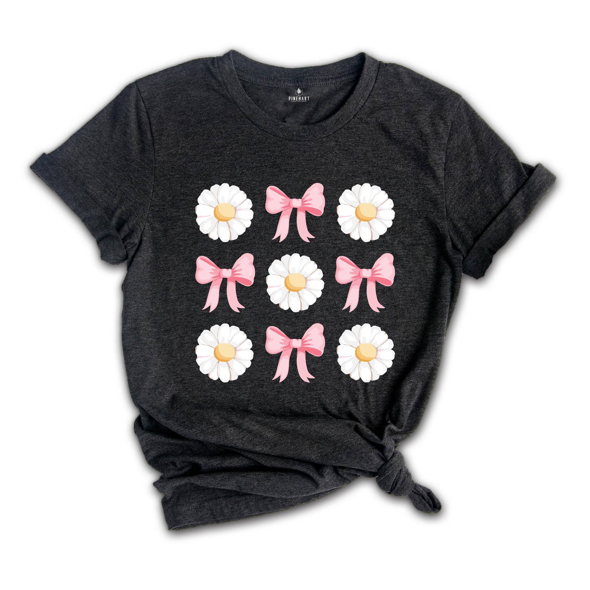 Coquette Daisy Shirt, Coquette Shirt, Bowknot Shirt, Daisies Shirt, Cute Summer Shirt, Daisy Shirt, Flowers Shirt, Bows Shirt, Pink Bow Tee