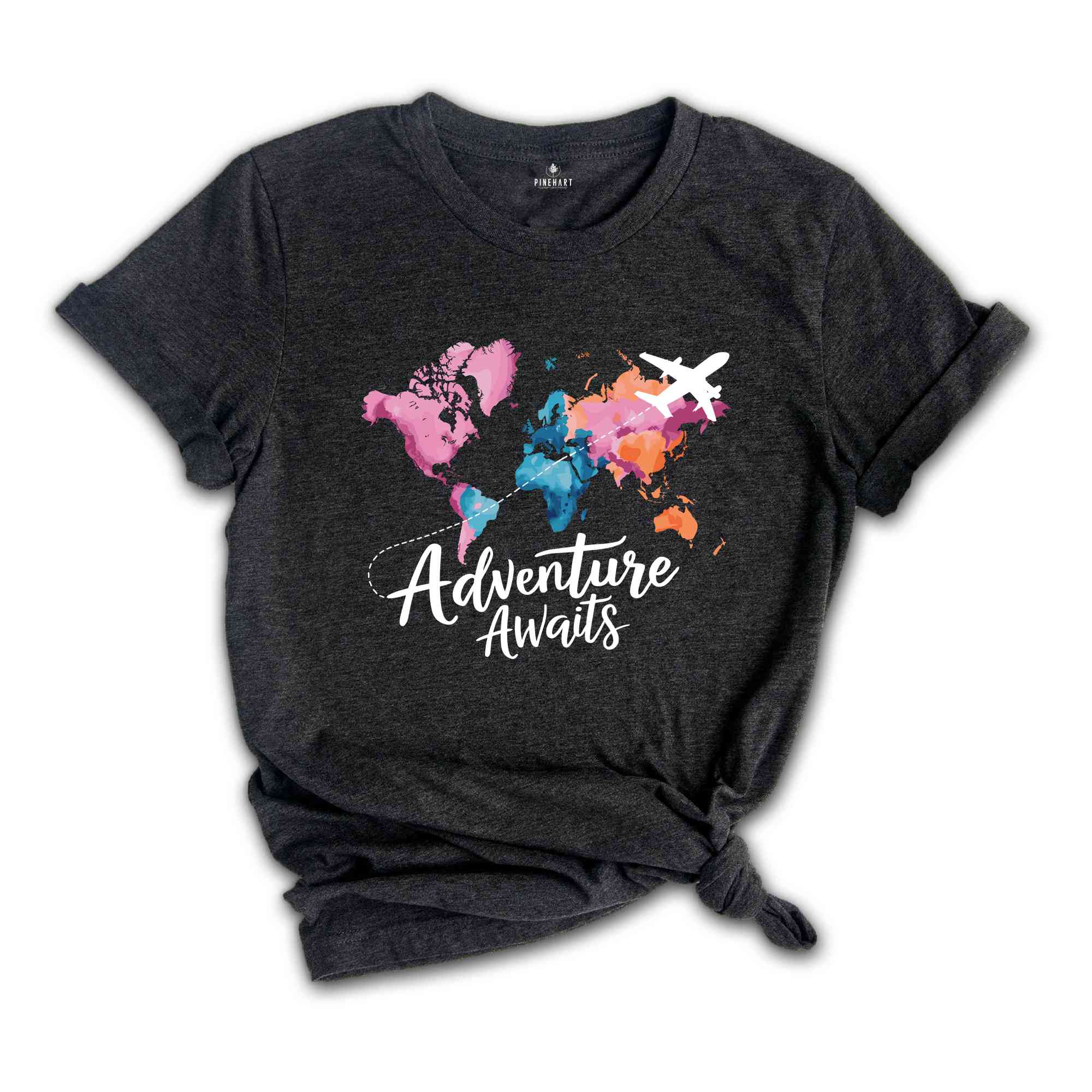 Adventure Awaits T-Shirt, Travel Gift, Vacation Shirt, World Map Shirt, Airplane Mode Shirt, Gifts For Traveler