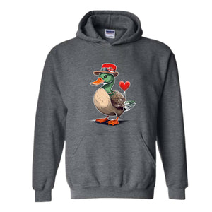 Valentine Mallard Duck Sweatshirt, Hunting Valentine's Day Hoodie, Valentine's Day Hoodie, Valentines Day Gift, Cute Valentine Hoodie