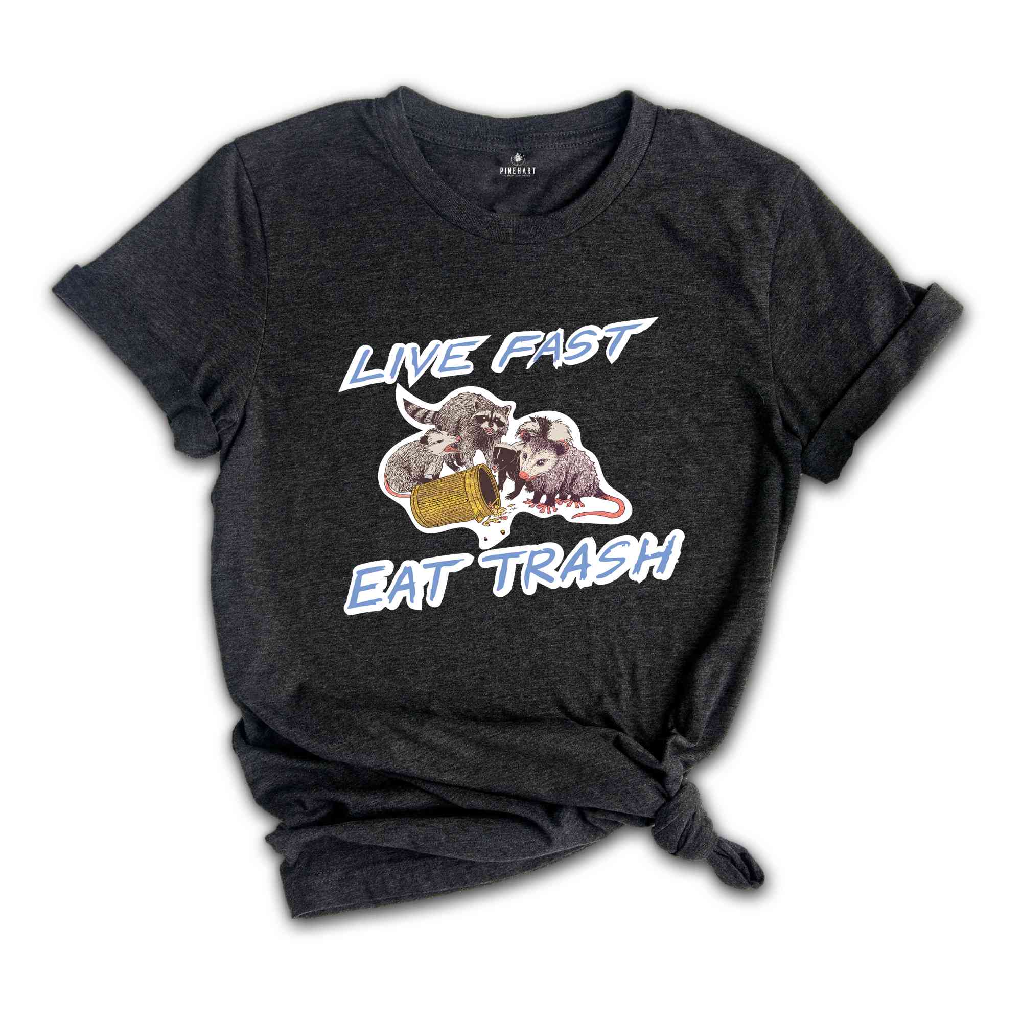 Live Fast Eat Trash Shirt, Funny Raccoon T-shirt, Raccoon Meme Shirt, Animal Lover Gift, Funny Meme Tee