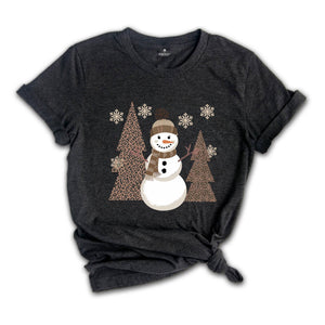 Leopard Christmas Snowman Shirt, Winter Cozy Shirt, Leopard Snowman Shirt, Christmas Shirt, Holiday Shirt, Christmas Mom Shirt