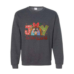 Joy To The World Sweatshirt, Christian Christmas Sweater, Cute Xmas Hoodie, Retro Christmas Nativity Scene Sweater, Christmas Gifts