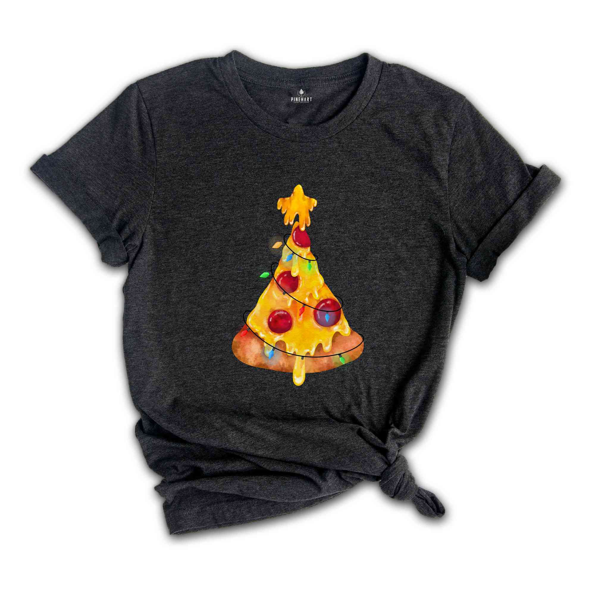 Cheesy Pizza Christmas Tree T-Shirt, Holiday Pizza Tree Shirt, Christmas Vibes Tee, Holiday Pizza Slice Shirt, Pizza Lover Gift