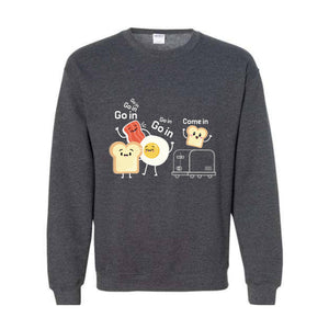 Funny Sweater, Go in Sweater, Funny Toast with Toaster, Trendy Sweater, Toast with Egg Sweater, Sarcastic Sweater