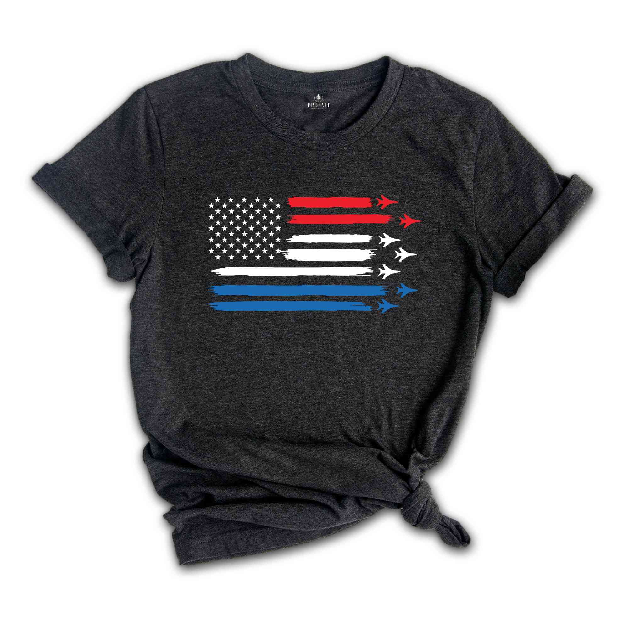 Red White Blue Air Force Flyover 4th July Printing T-shirt, 4th Of July Shirt, American Flag Tote Bag, Patriotic Family Gift