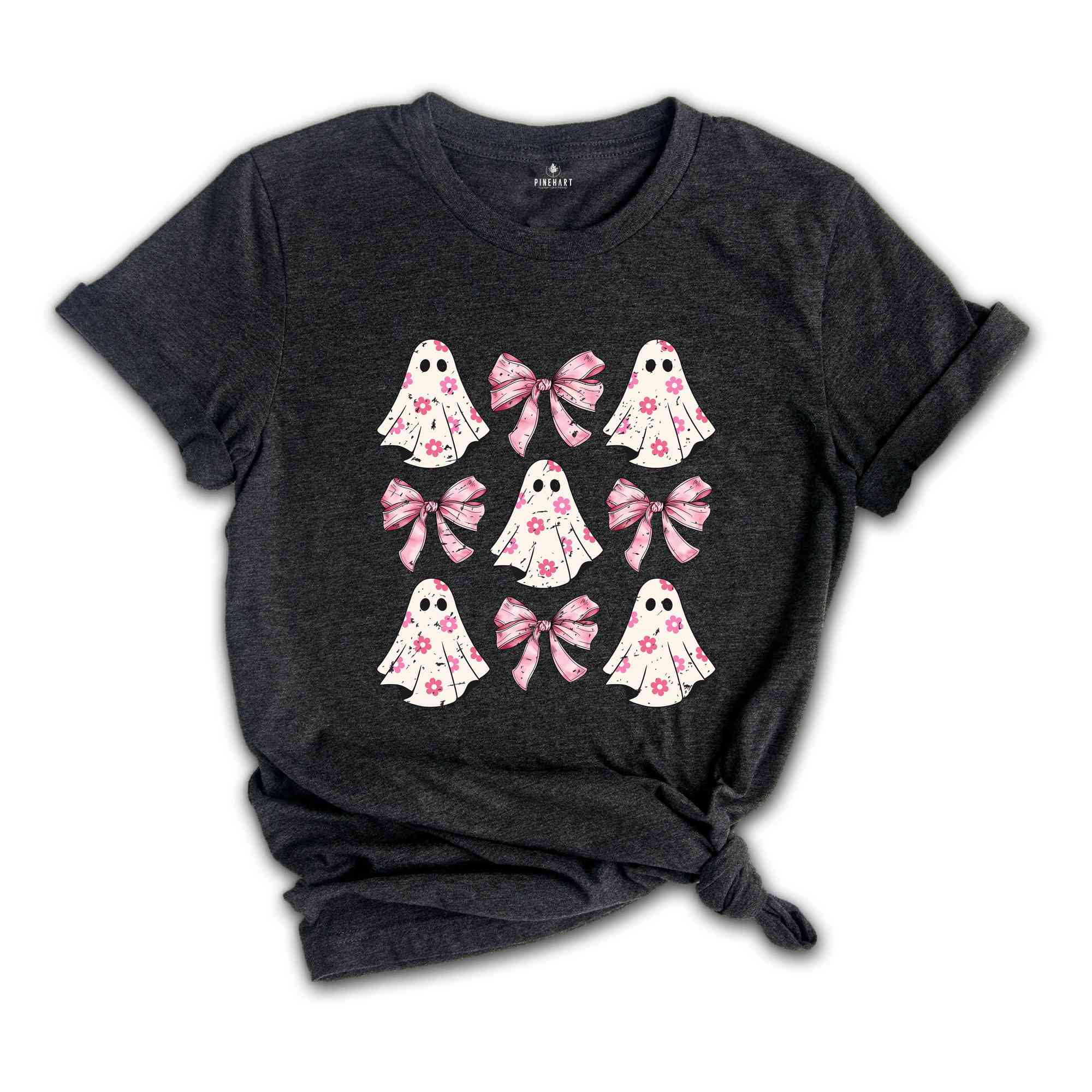 Coquette Halloween Shirt, Coquette Pink Bow Ghost, Cute Ghost Shirt, Pink Coquette Halloween Shirt, Pink Spooky Vibes Shirt