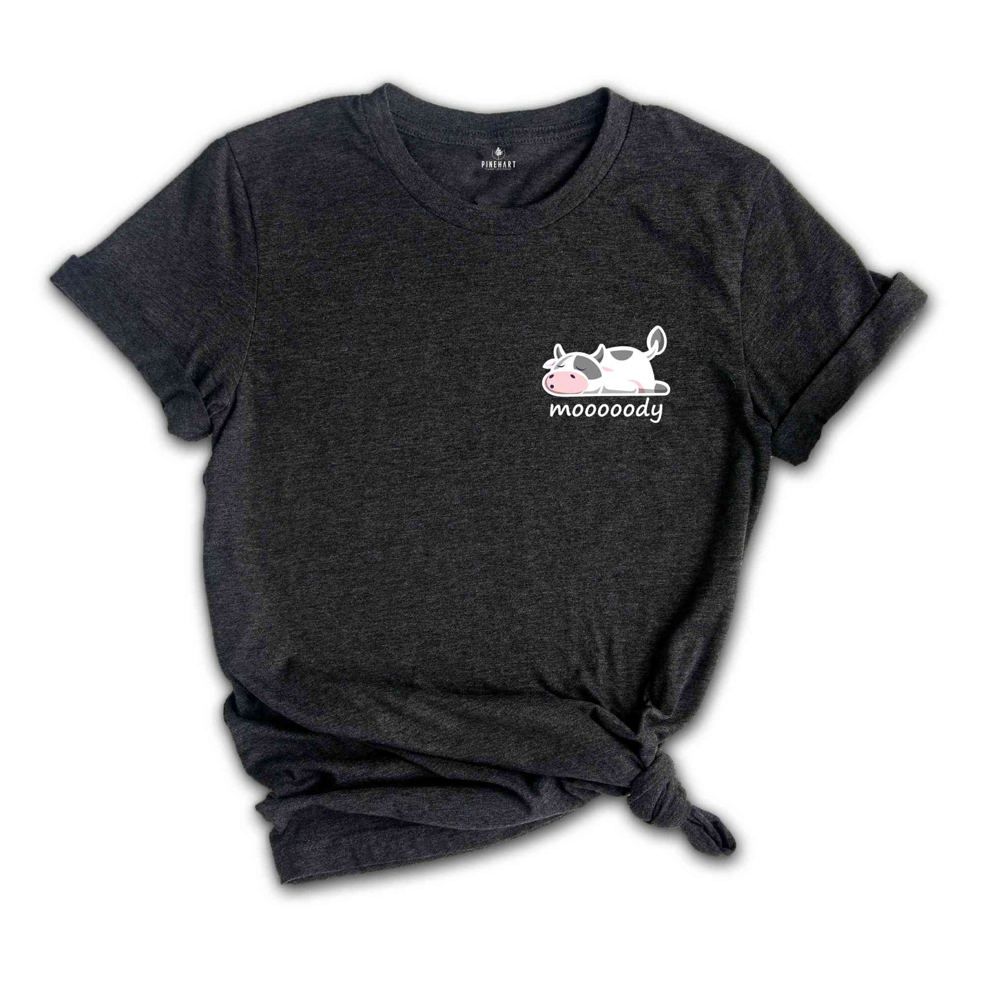 Moody Cow Pocket T-Shirt, Funny Animal Shirt, Animal Lovers Gift, Funny Cow Shirt, Animal Tee, Cow T-Shirt