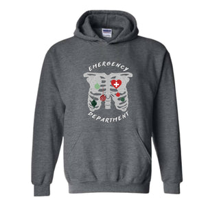 Emergency Department Skeleton Christmas Sweatshirt, Emergency Department Holiday Sweatshirt, ER Nurse Christmas Gifts