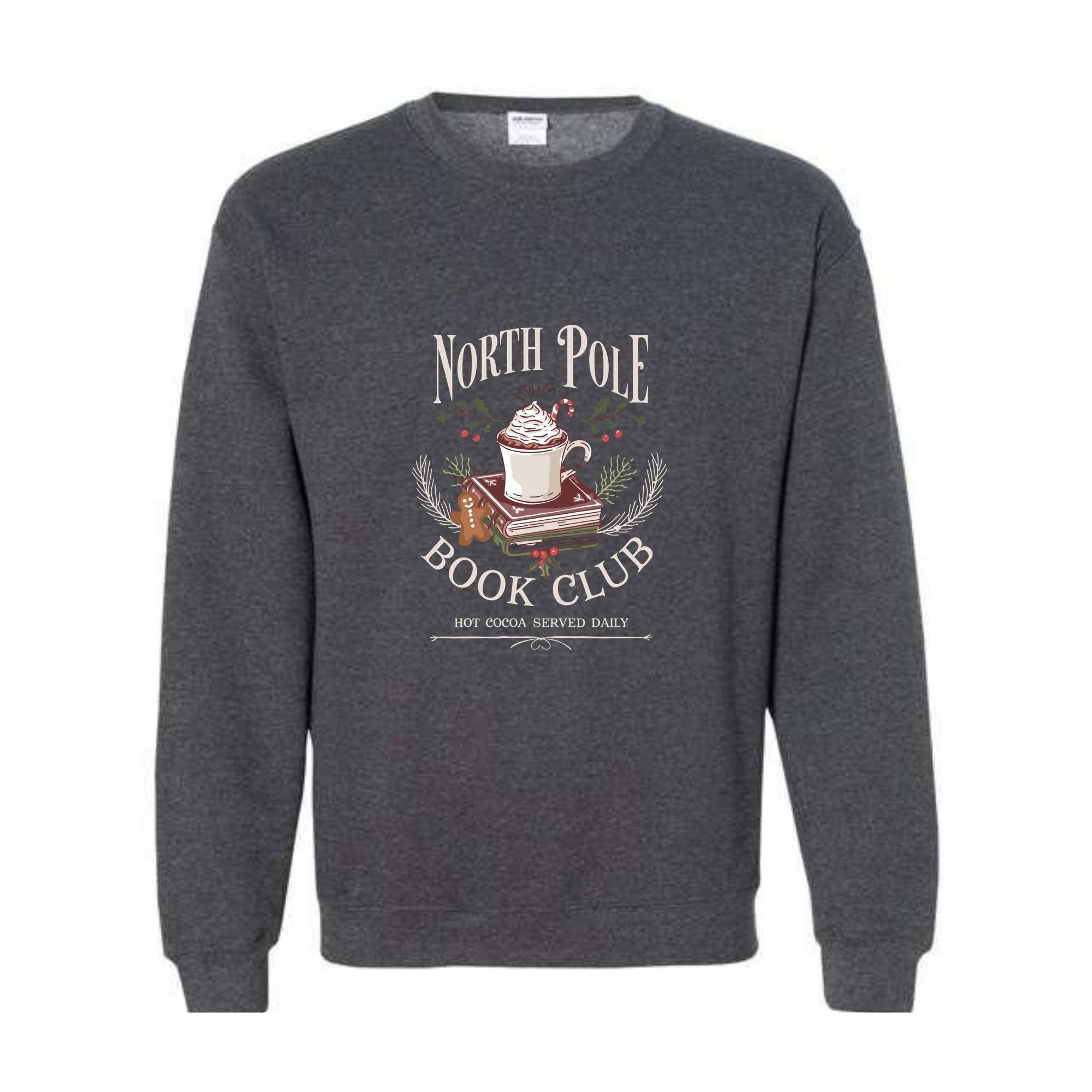 North Pola Book Club Sweatshirt, Hot Cocoa Served Daily Sweatshirt, Christmas Sweatshirt, Books Christmas Sweatshirt, Teacher Sweatshirt