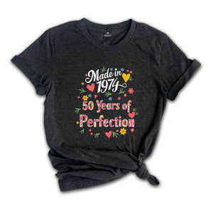 50th Birthday T-Shirt, 1974 T-Shirt, 50th Birthday Gift, Floral Birthday Shirt, Aunt Birthday Gift, Mothers Day Gift