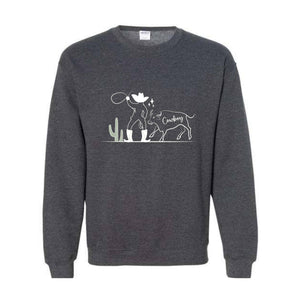 Cowboys Sweater, Cow Sweater, Cowboy With Hat Sweatshirt, Hat Sweater, Western Cowboy Sweatshirt, Cowgirl Sweater, Funny Sweater