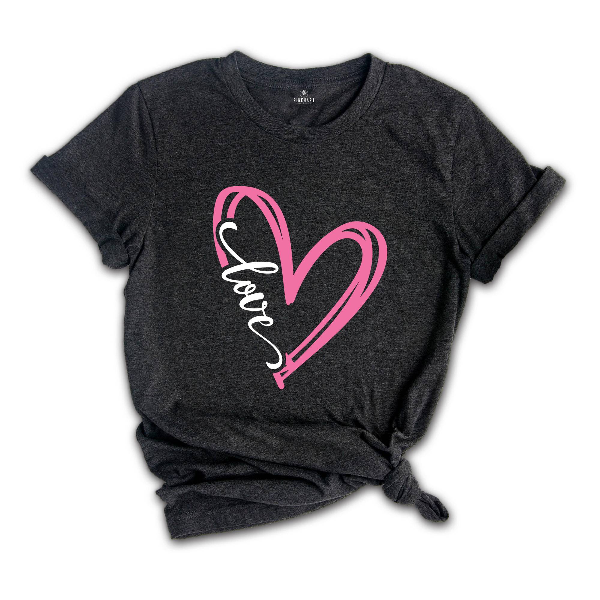 Love Shirt, Heart Shirt, Valentine's Day Shirt, Pink Heart Shirt, Valentine's Day Gift, Couple Shirt, Couple Love Shirt, Valentines Shirt