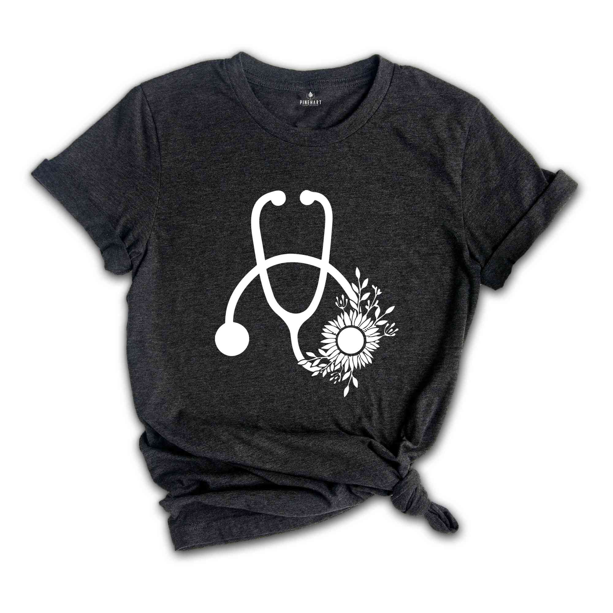 Cute Nurse T-Shirt, Floral Stethoscope T Shirt, Nursing School Gift, Healthcare Gift, Medicine Shirt, Doctor Tshirt, Medical Assistant Tees