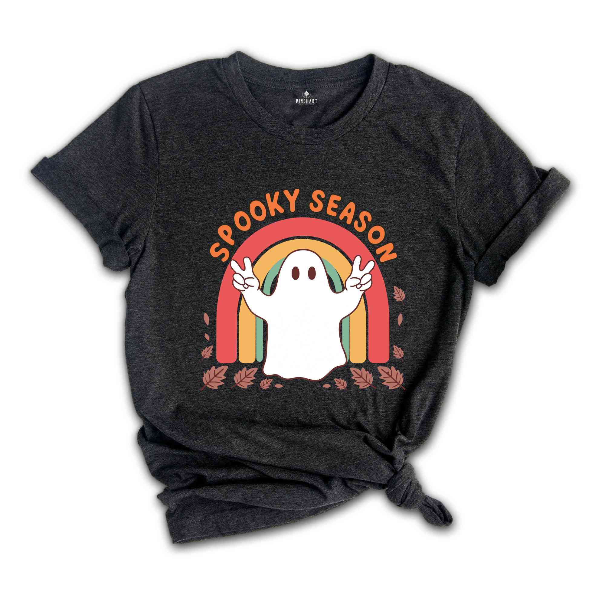 Spooky Season Shirt, Retro Halloween Shirt, Cute Ghost Shirt, Fall Rainbow Shirt, Autumn Shirt, Halloween Women's Shirt