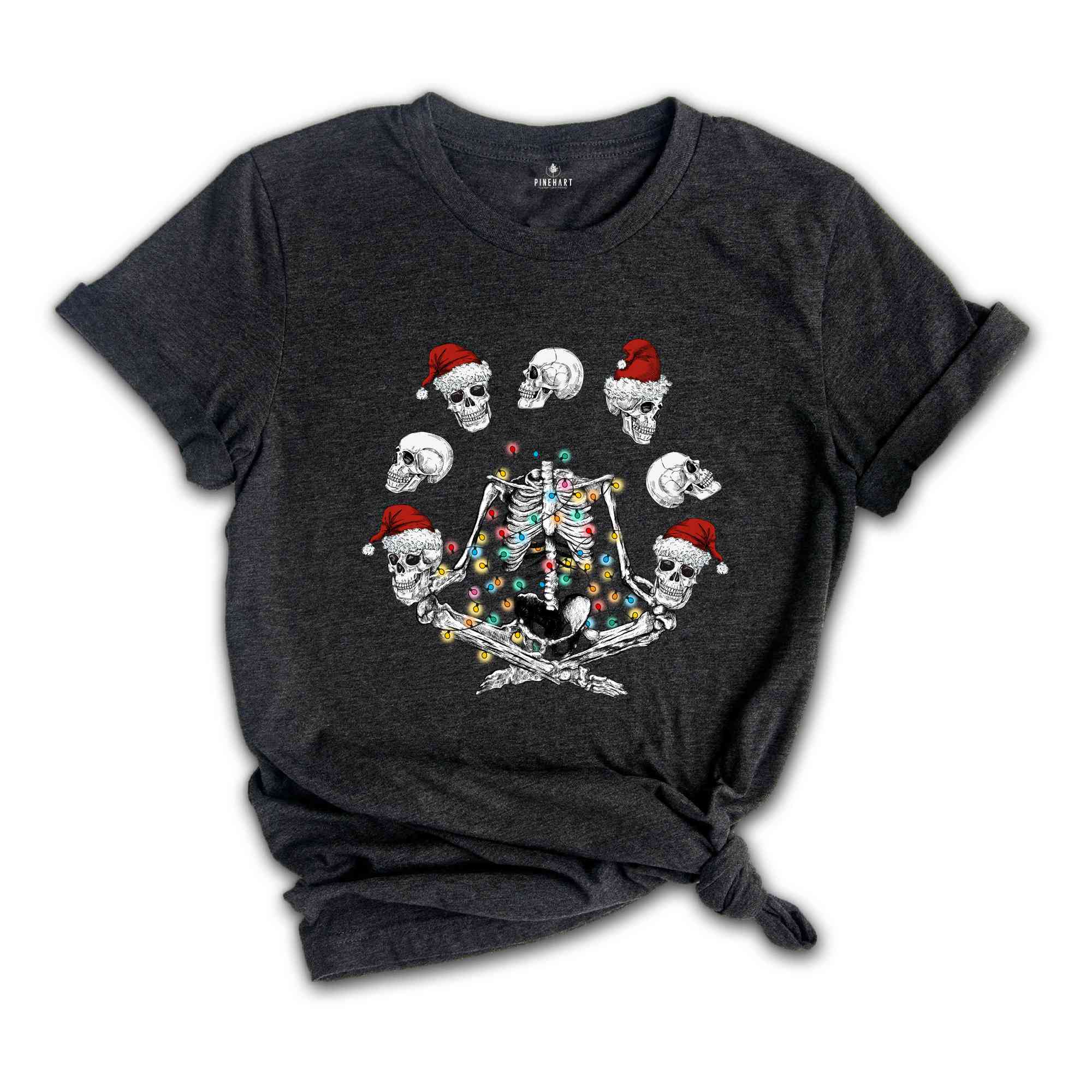 Yoga Skeleton Christmas Shirt, Meditating T-Shirt, Yoga Skull Christmas, Holiday Apparel, Gift for Yoga, Skull Christmas Shirt