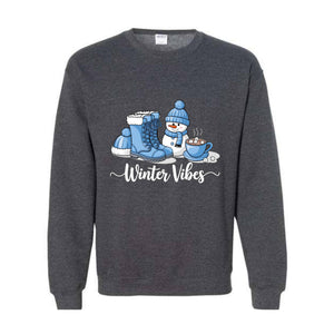 Winter Vibes Sweatshirt, Cute Winter Sweater, Holiday Sweatshirt, Winter Clothing, Coffee Lover Gift, Cute Snow Sweatshirt