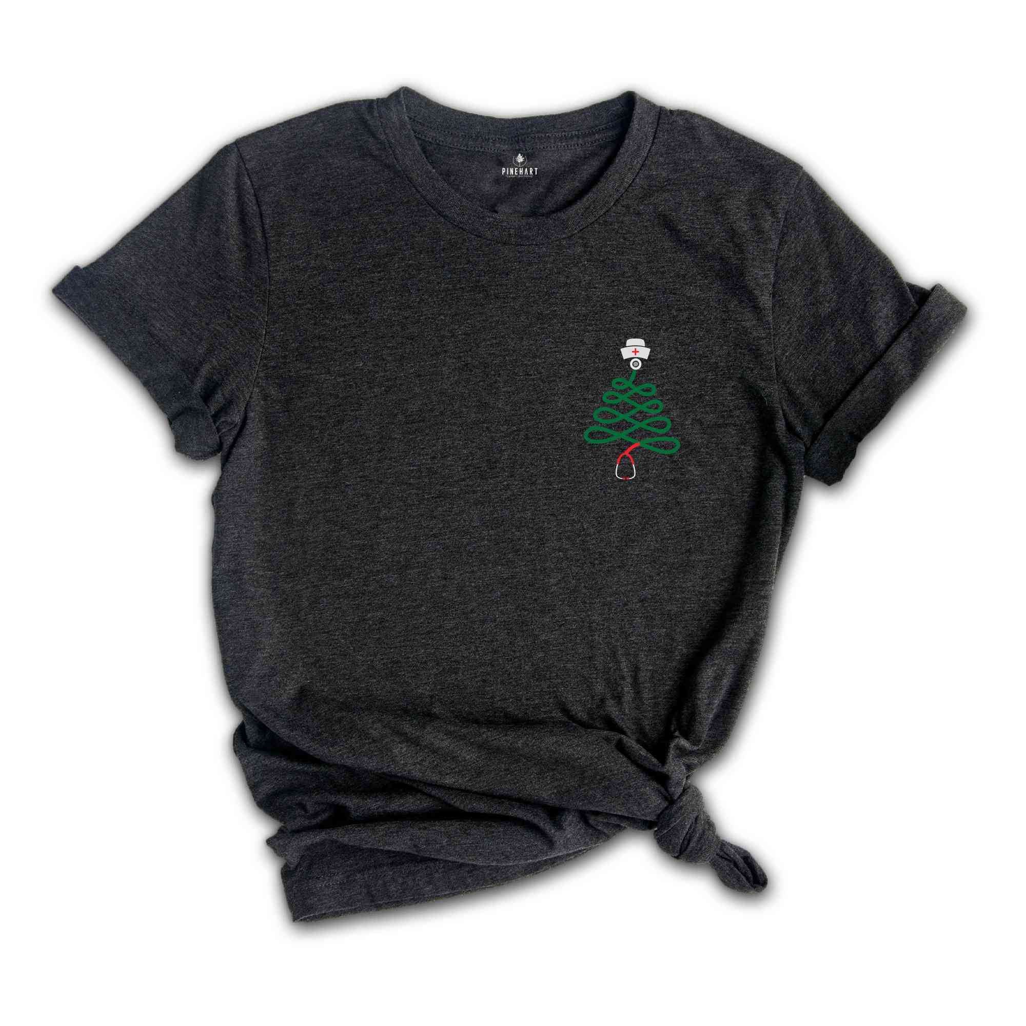 Stethoscope Christmas Shirt, Christmas Tree With Lights T-Shirt, Stethoscope Tree Shirt, Nurse Holiday Gift, Nurse Xmas Shirt