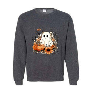 Floral Ghost Sweatshirt, Fall Ghost Sweatshirt, Fall Crewneck, Halloween Sweater, Boo Sweatshirt, Ghost Sweatshirt, Cute Fall Sweater