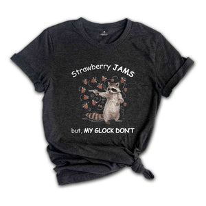 Strawberry Jams But My Glock Don't Shirt, Retro 90s Shirt, Raccoon Shirt, Trash Panda Shirt, Funny Raccoon Shirt, Cowboy Shirt