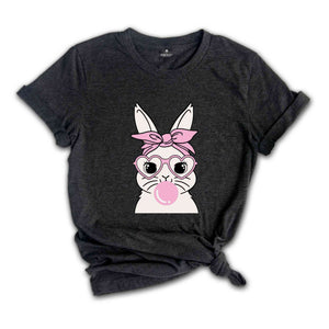 Bunny With Glasses Shirt, Easter Tshirt, Ladies Easter Bunny Tee, Easter Day Gift, Bunny With Glasses Tee