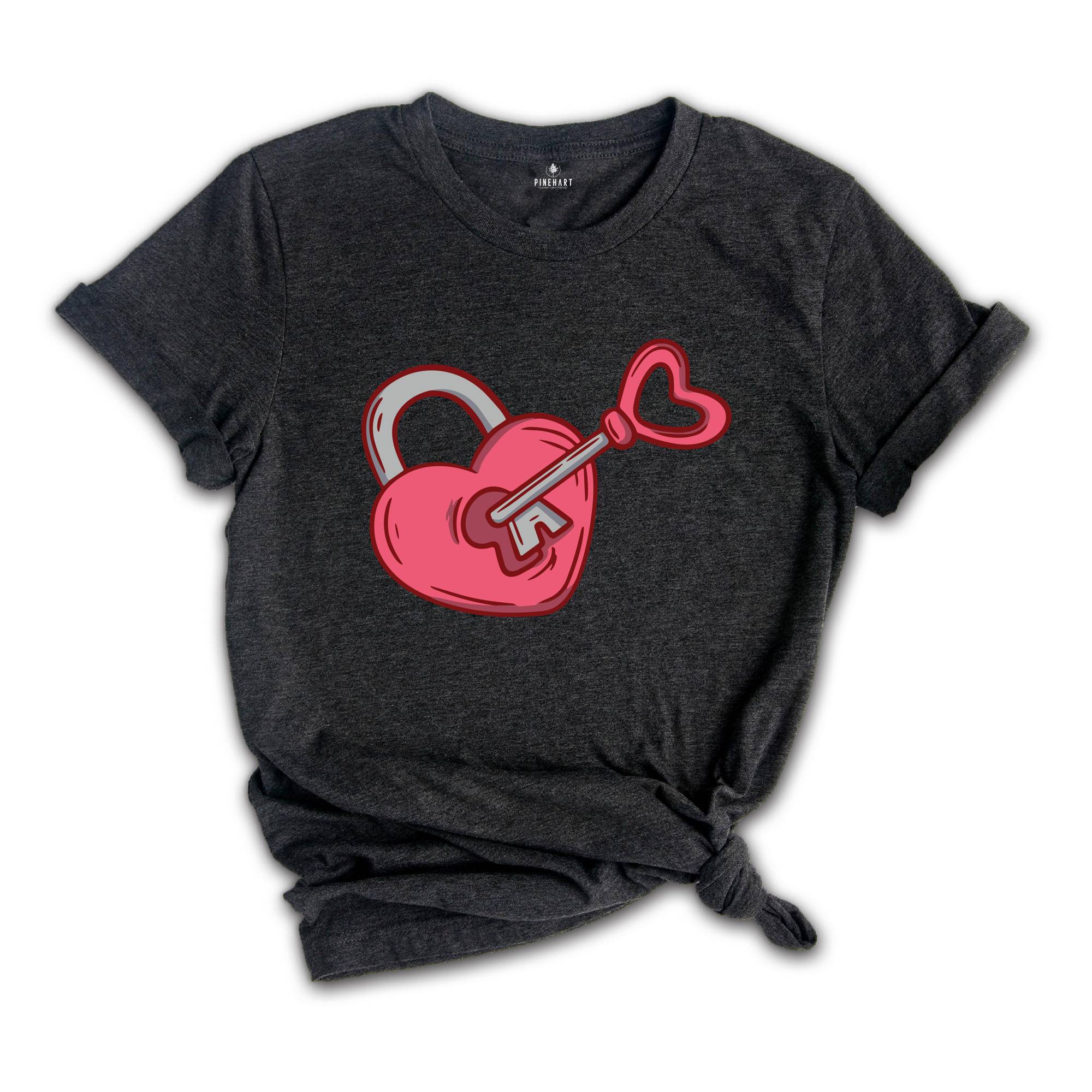 Lock and Key Shirt, Heart Matching Couple Shirt, Valentines Couple Shirt, Couple Valentines Shirt, Heart Love Shirt, Key And Heart Shirt