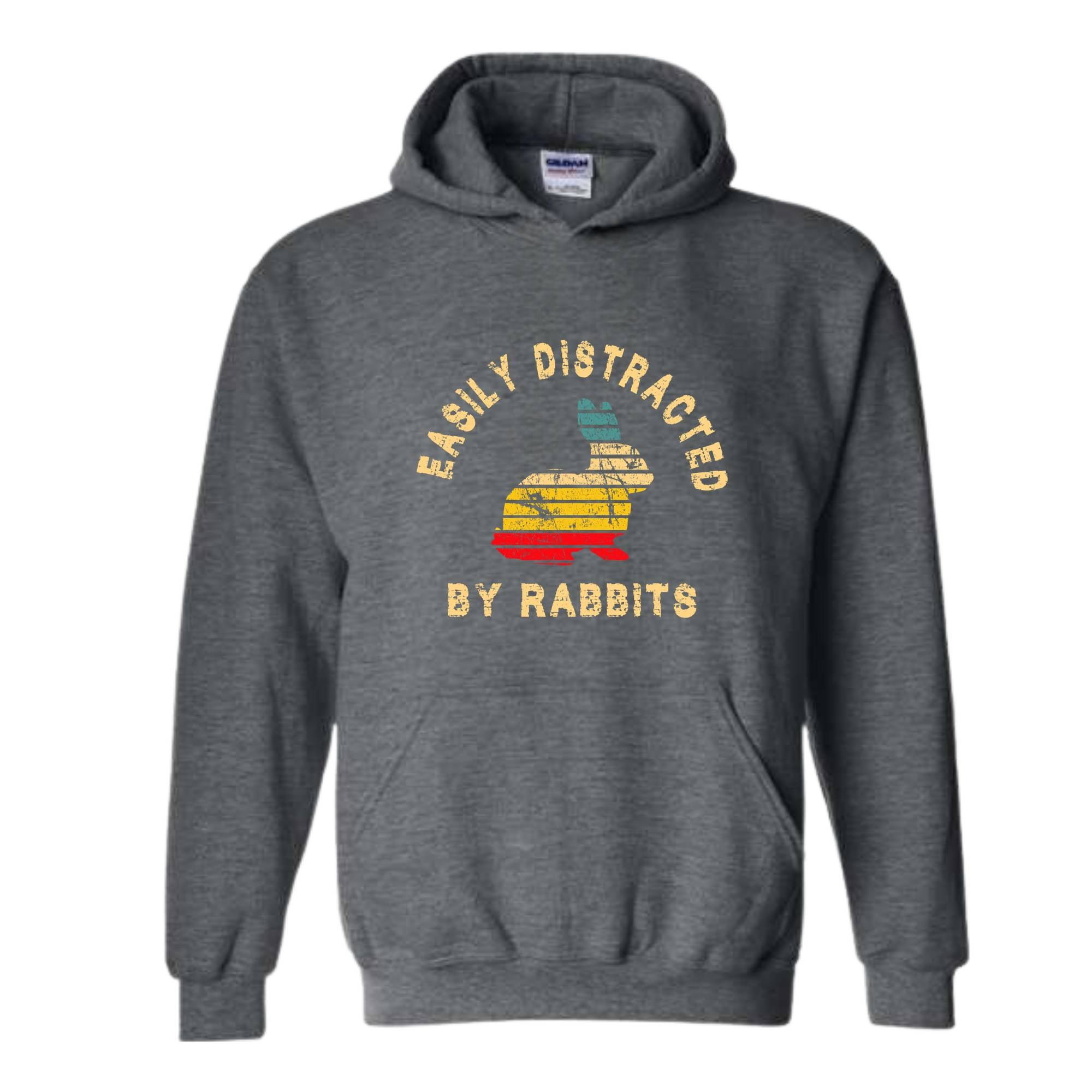 Easily Distracted by Rabbits Sweatshirt, Bunny Sweatshirt, Rabbit Hoodie, Pet Bunny Owner Gift, Retro Vintage Rabbit Tee, Bunny Hoodie