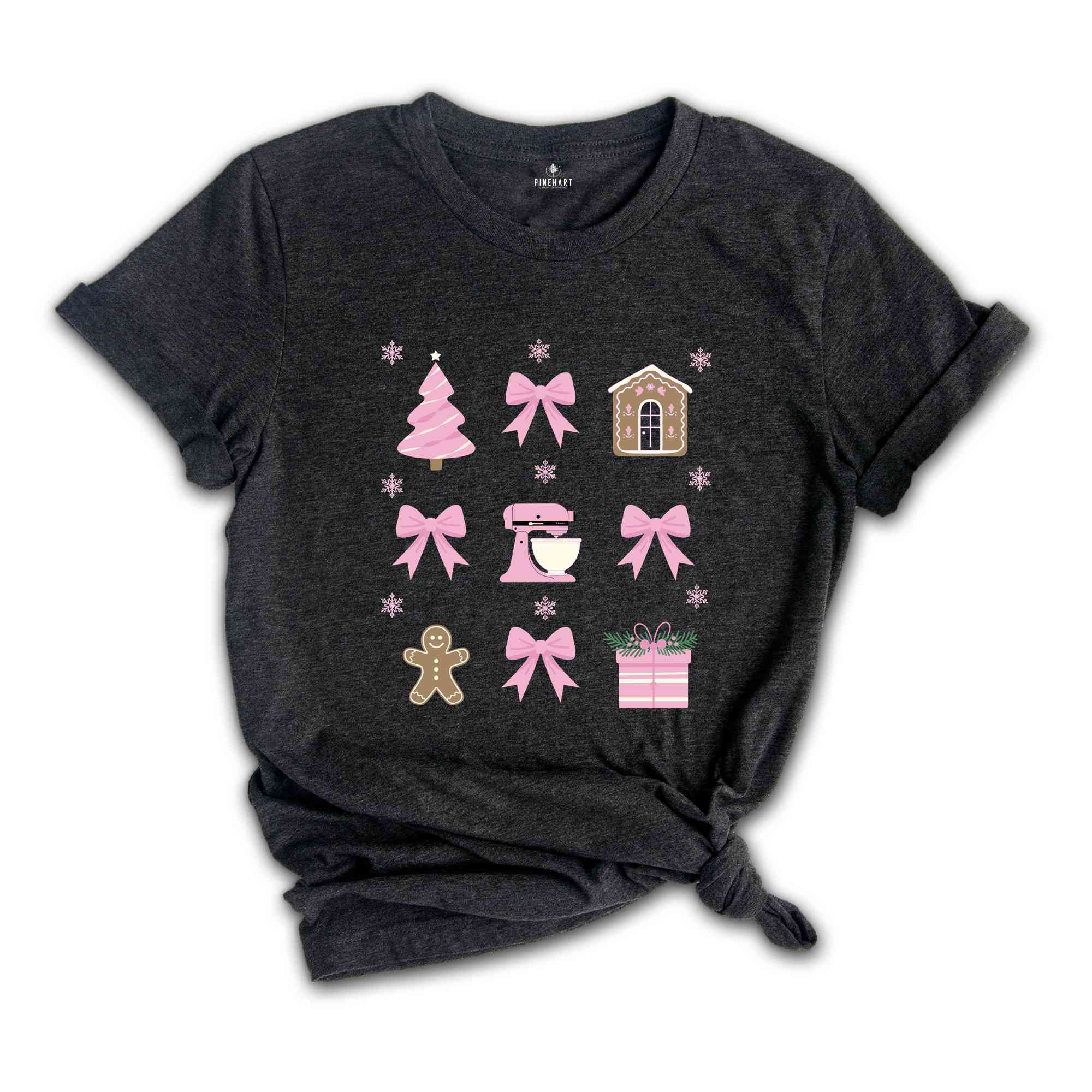 Pink Christmas Cookie Shirt, Bow Baking Shirt, Baker Shirts, Baking Gifts, Cookie Shirt, Baking Gifts, Baking Lover Shirt