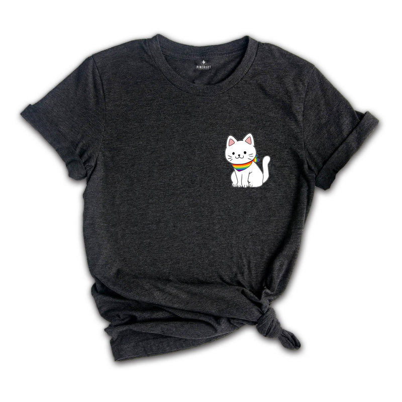 Pocket Pride Cat T-shirt, Trans Pride Shirt, Pride Ally Shirt, Funny Gay Shirt, Rainbow Colors Cat Shirts, Pride Outfit