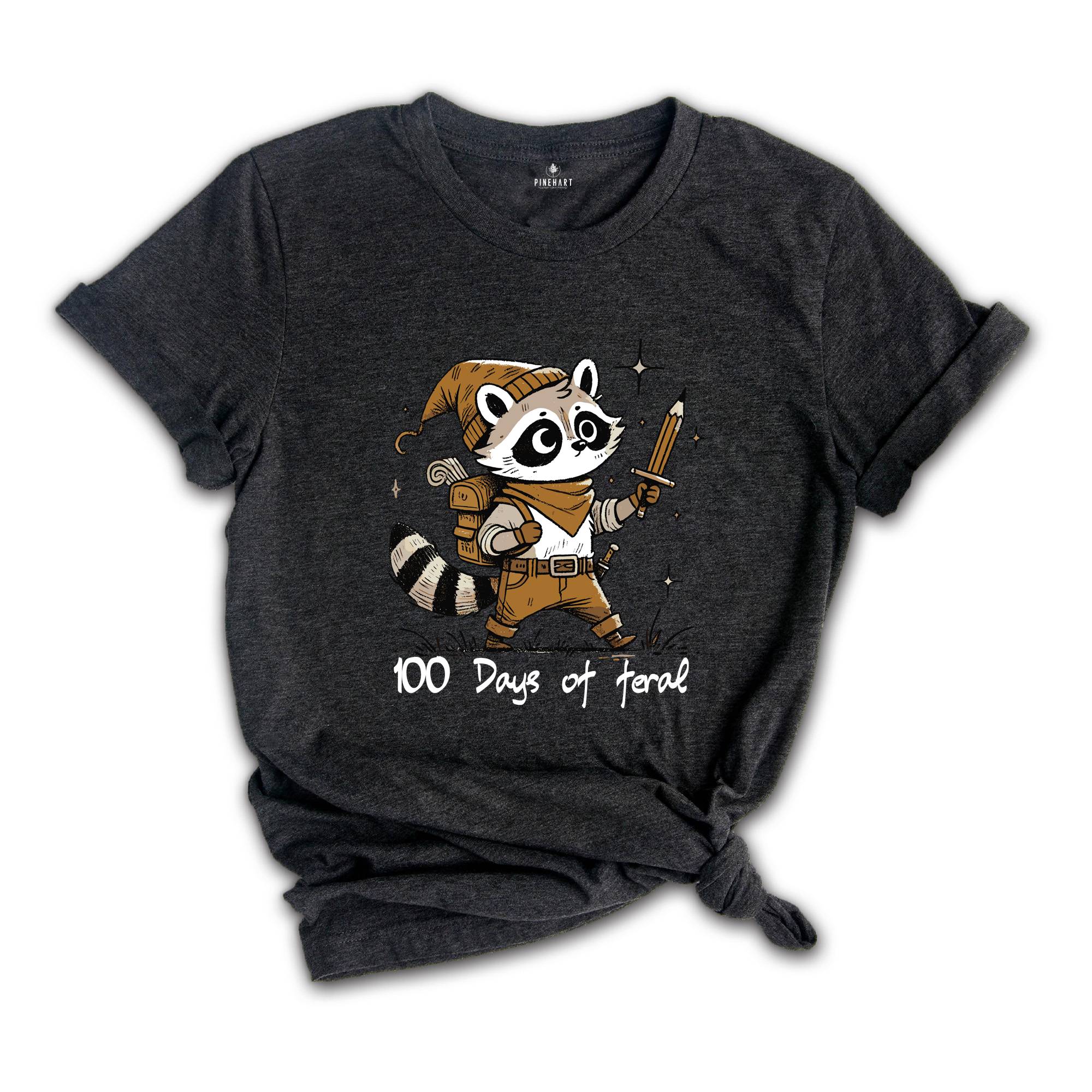 100 Days Of Feral Shirt, Raccoon Shirt, 100 Days Of School Shirt, 100 Days Shirt, Funny School Shirt, School Shirt, Feral Shirt