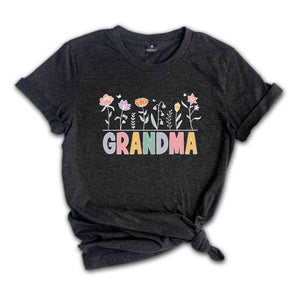 Wildflower Grandma T-Shirt, Grandma To Be Shirt, Gifts For Grandma, Floral Shirt, Baby Announcements Gifts