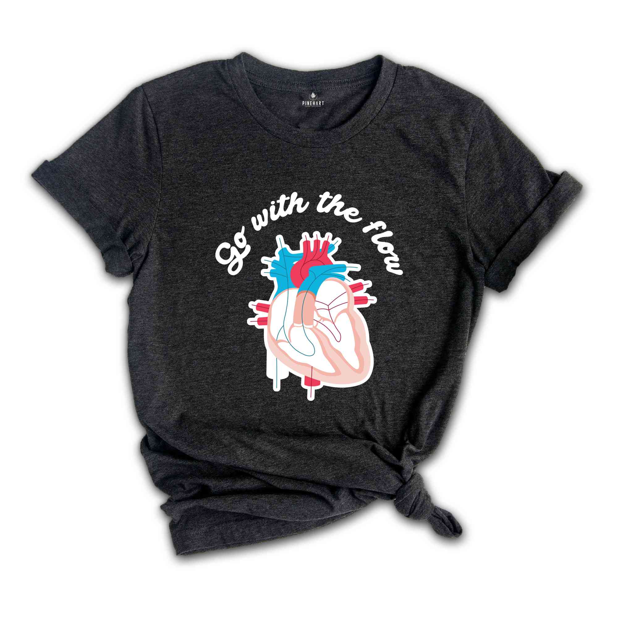 Go With The Flow Heart Shirt, CVICU Cardiac Nurse Shirt, Heart Flow Anatomy Shirt, CVICU Nurse Shirt, Cardiology Shirt, Cardiac Nurse Shirt