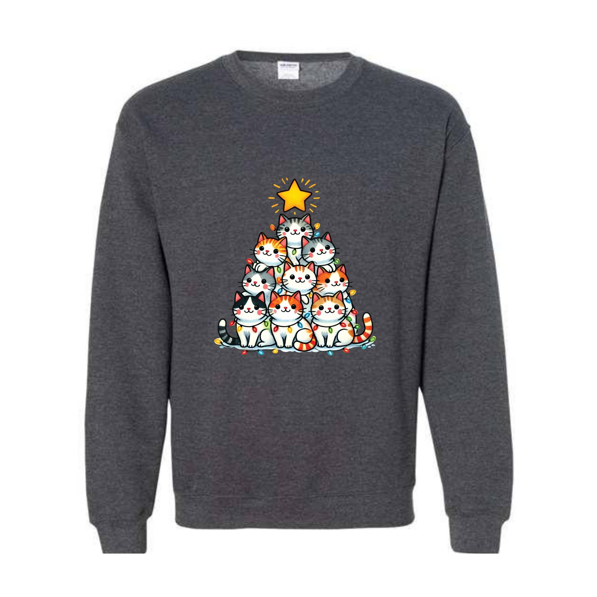 Christmas Cat Tree Sweatshirt, Christmas Cats Sweatshirt, Meow Christmas Sweatshirt, Cat Lover Gift, Holiday Sweatshirt, Christmas Sweater