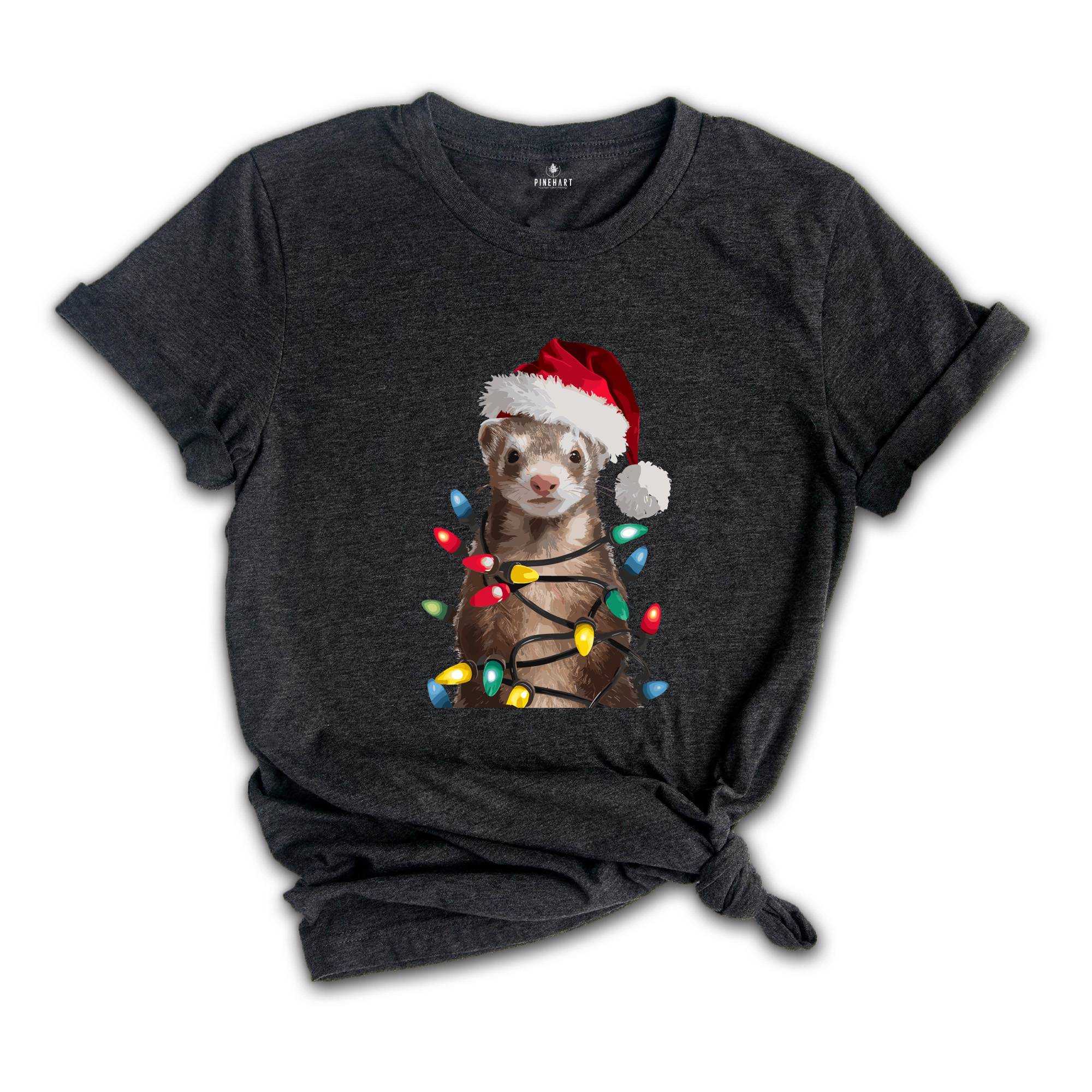 Ferret Christmas Lights Shirt, Funny Christmas T-Shirt, Xmas Party Shirt, Family Christmas Shirt, Holiday Tee, Gift For Christmas