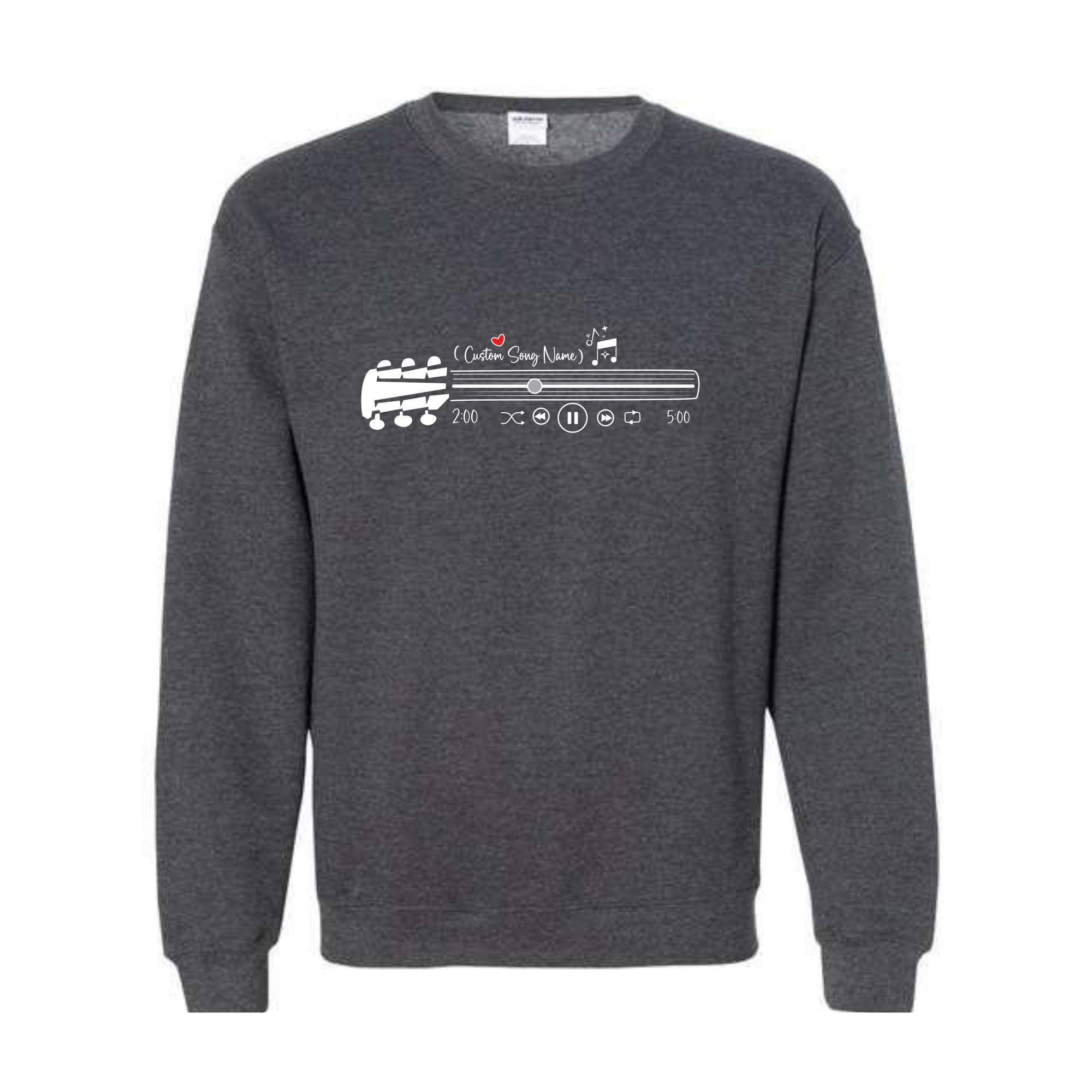 Guitar Sweater, Music Sweater, Heart Sweater, Custom Song Name Sweatshirt, Songs Sweater, Music Bar Sweatshirt, Trendy Sweater