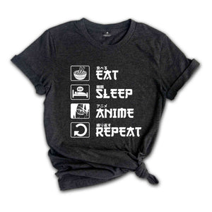 Eat Sleep Anime Repeat Shirt, Anime Shirt, Gift for Anime Lover, Gift for Anime Fan, Anime Otaku Shirt, Anime Sweatshirt, Cool Anime Shirt