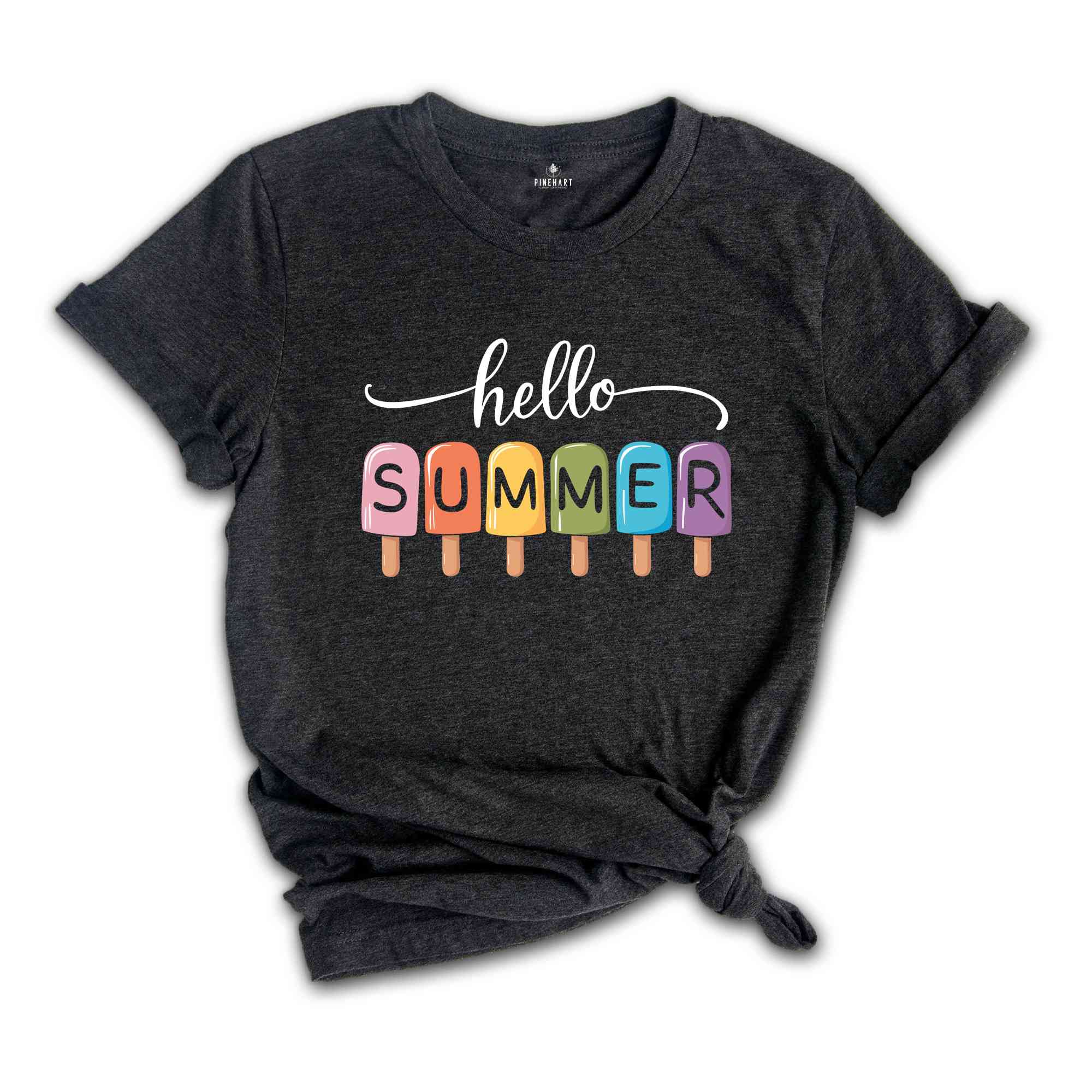 Hello Summer T-Shirt, Popsicle Summer Shirt, Colorful Holiday T-Shirt, Family Vacation Apparel, Summer Vibes Shirt