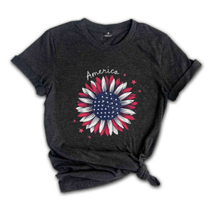 Vintage America Sunflower Shirt, USA Flag Flower Shirt, 4th Of July Shirt, Freedom Shirt, Independence Shirt