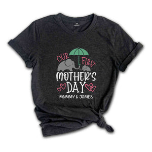 Custom Matching Our First Mother's Day T-Shirt, Cute Mummy And Baby Personalized Shirt, Mother's Day T-Shirt