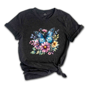 Butterfly Shirt, Floral Nature Shirt, Wildlife Shirt, Gardening Lover Shirt, Garden Mom Shirt, Plant Lady Shirt, Nana Shirt, Floral Shirt