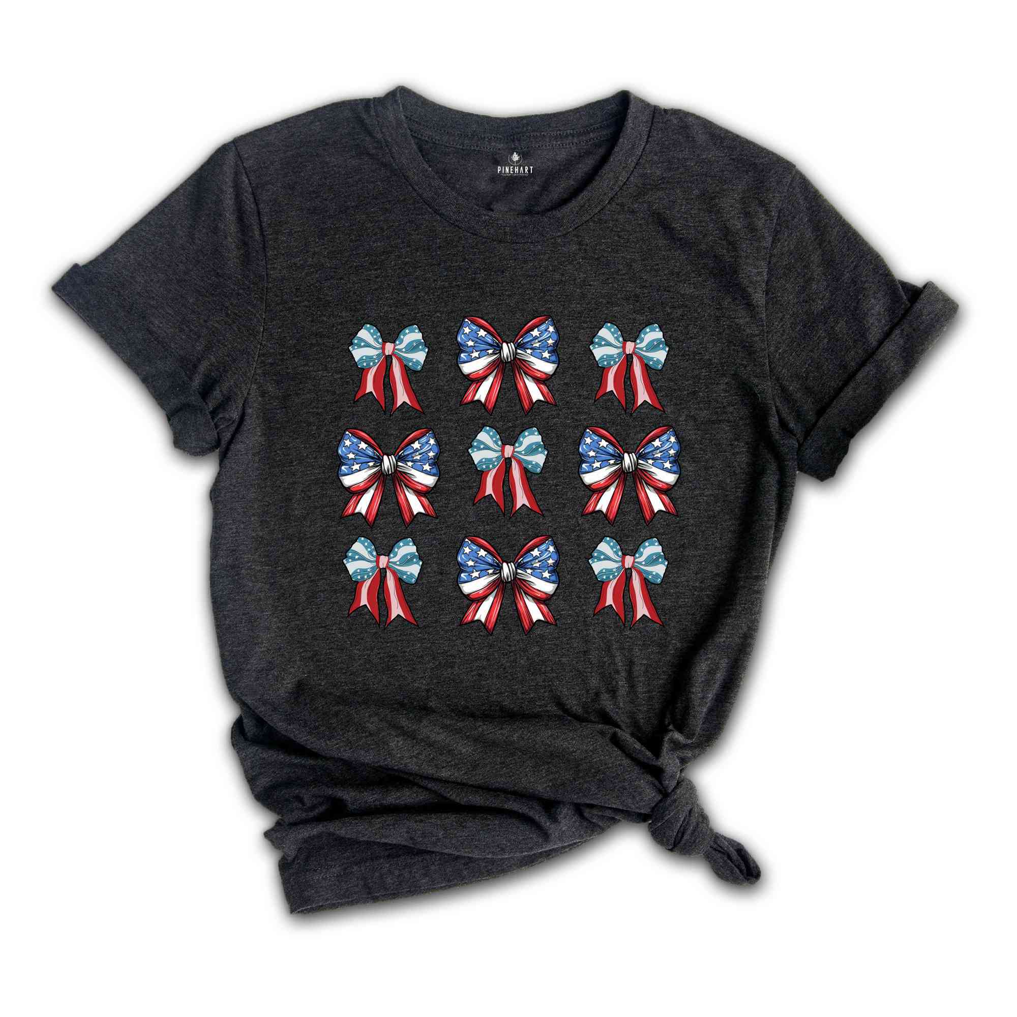 4th of July Shirt, Coquette Shirt, Bow Shirt, Ribbon Shirt, American Flag Shirt, Independence Day Shirt, Patriotic Shirt, USA Shirt