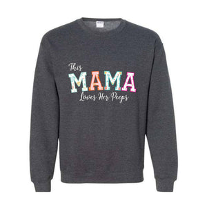 This Mama Loves Her Peeps Custom Easter Sweatshirt, Personalized Easter Peeps Writing on Sleeve Hoodie